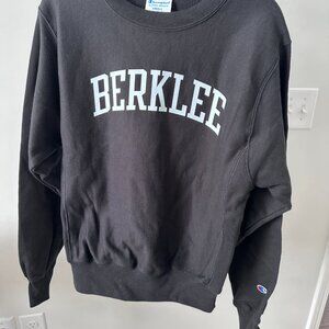 Men's Champion Black Berklee College of Music Reverse Weave Fleece Crewneck Swea